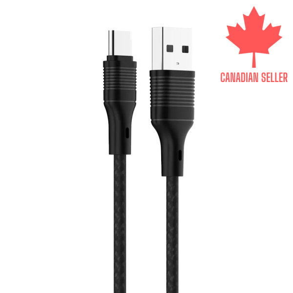 USB-A to USB-C  - 1m long PREMIUM Braided Cell Phone Charger and Data transfer Cable