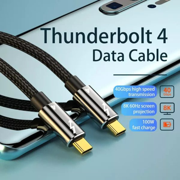 Thunderbolt 4 Cable - 40Gbps, 100W PD, 8K Support - Premium Braided cable - 1m long - Image 2